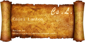 Csiri Lantos névjegykártya